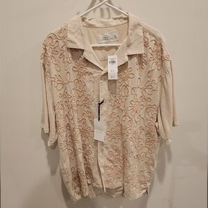Abercrombie & Fitch Linen Blend Shirt with Embroidery